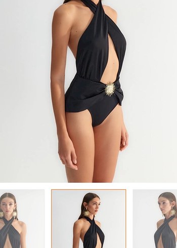 m Beden Siyah Mini Kemerli Halter Mayo