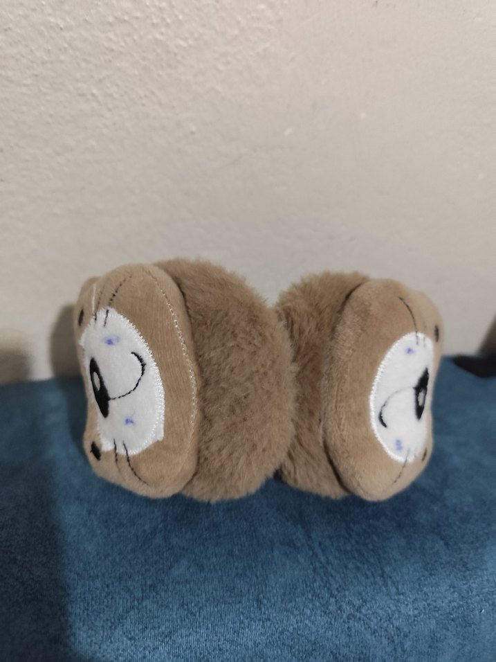 Kahverengi Sevimli Peluş Oyuncak kulaklık - Görsel 3