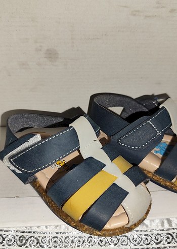 Tokalı Mavi Gri Bağcıklı Erkek Çocuk Sandalet - Görsel 2
