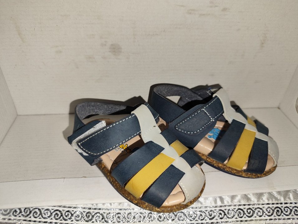 Tokalı Mavi Gri Bağcıklı Erkek Çocuk Sandalet - Görsel 2