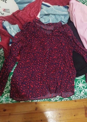Bordo Desenli Uzun Kollu Gömlek