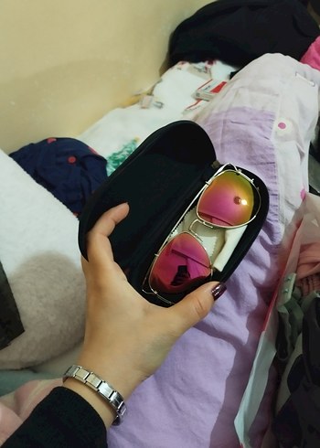 Fermuarlı Pembe Renkli Kadın Güneş Gözlüğü - Görsel 2