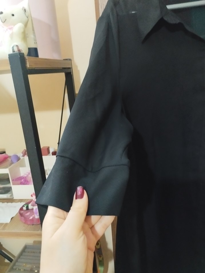 Düğmeli Siyah BÜYÜK BEDEN GÖMLEK - Görsel 2