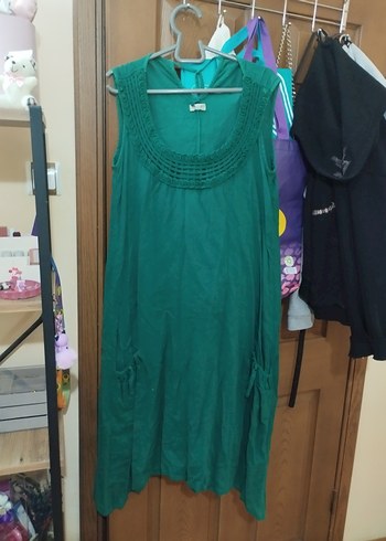 Yeşil Keten YAZLIK ELBİSE - Görsel 2