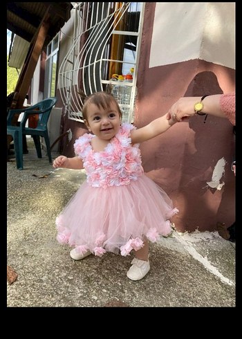 Pembe Çiçekli Kolsuz Kız Çocuk Elbisesi - Görsel 4
