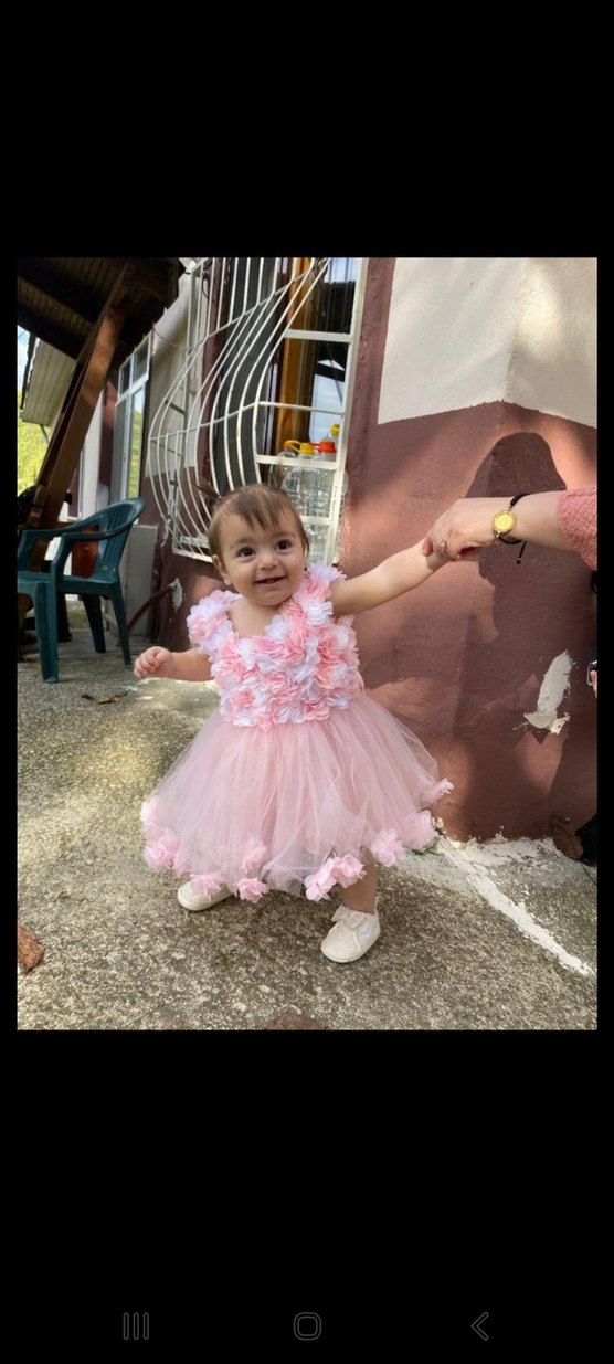 Pembe Çiçekli Kolsuz Kız Çocuk Elbisesi - Görsel 4