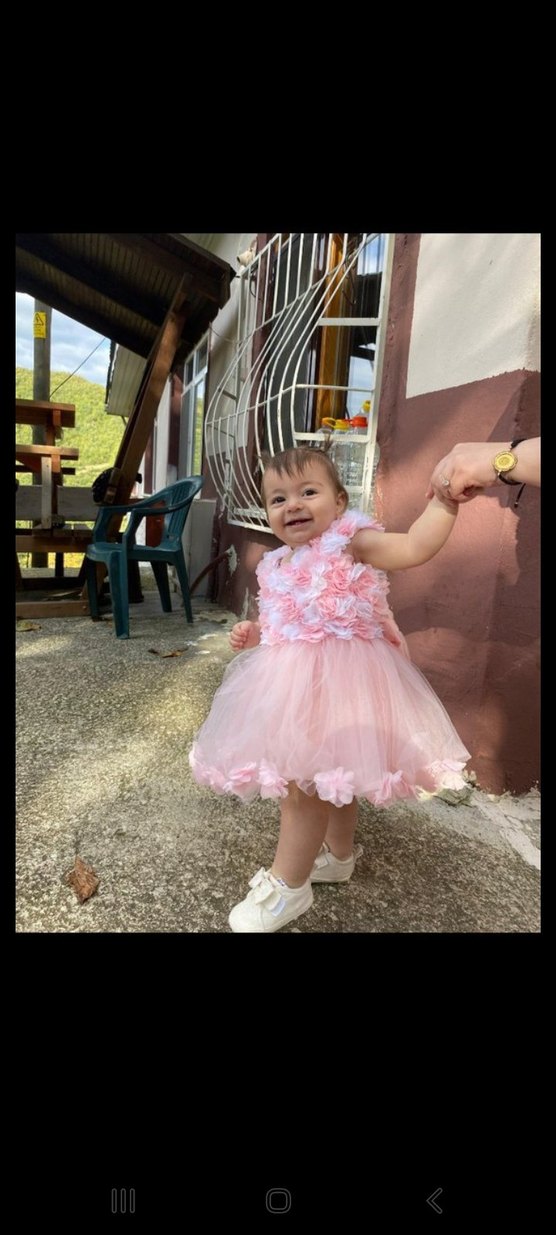 Pembe Çiçekli Kolsuz Kız Çocuk Elbisesi - Görsel 2