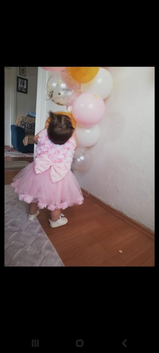 Pembe Çiçekli Kolsuz Kız Çocuk Elbisesi - Görsel 3