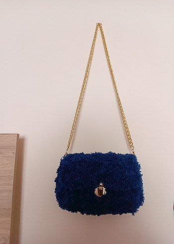 Örgü Kadın Çanta Mavi Bohem - Görsel 2