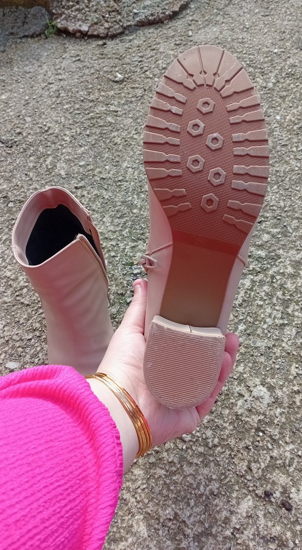 Pudra Pembe Fermuarlı Kadın Bot - Görsel 4