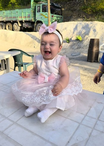 Kız Çocuk Pembe Dantelli Tül Elbise