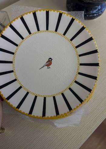 Modern Klasik Zebra Desenli Beyaz Tabak Seti - Görsel 2