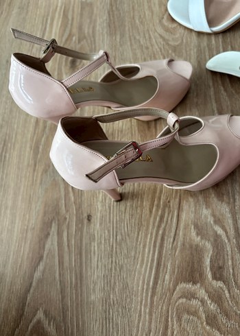 Bej Pastel Stiletto Topuklu Kadın Abiye Ayakkabı - Görsel 2