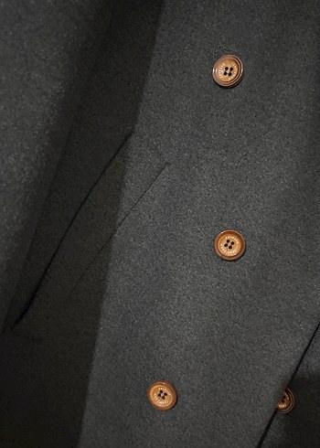 Düğmeli Gri Erkek Midi Ceket - Görsel 3