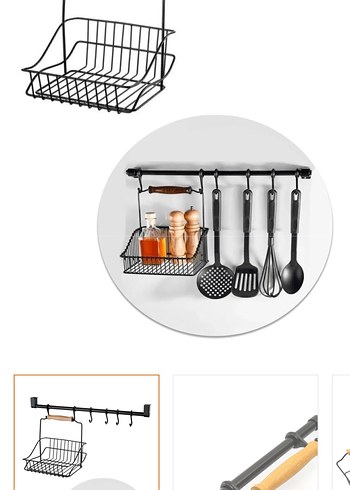 Siyah Metal Mutfak Rafı ve Askılık - Görsel 2