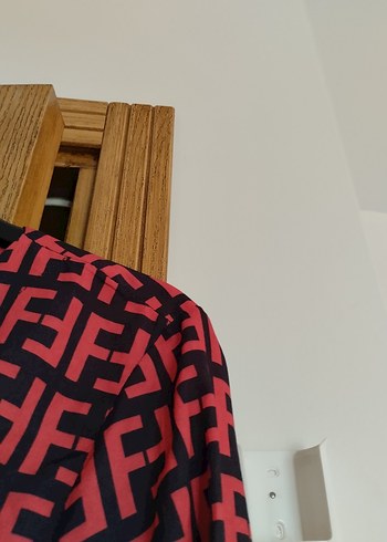 s Beden pembe Renk Uzun Kollu Pembe Baskılı Kalem Elbise