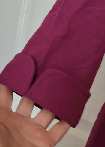 mor koyuUzun Kollu ofis elbise - Görsel 3