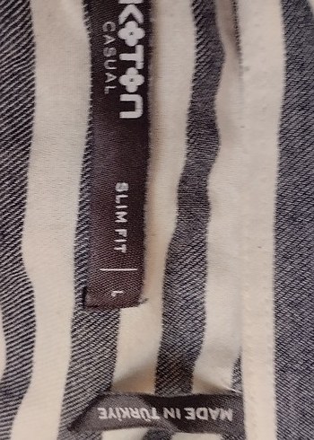 Gri Çizgili Uzun Kollu Keten Erkek Gömlek - Görsel 8