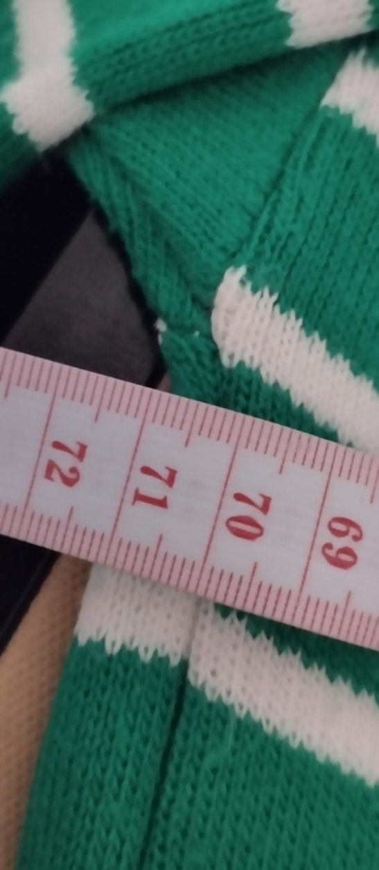 Yeşil Çizgili V Yaka Örgü Kadın Kazak - Görsel 5