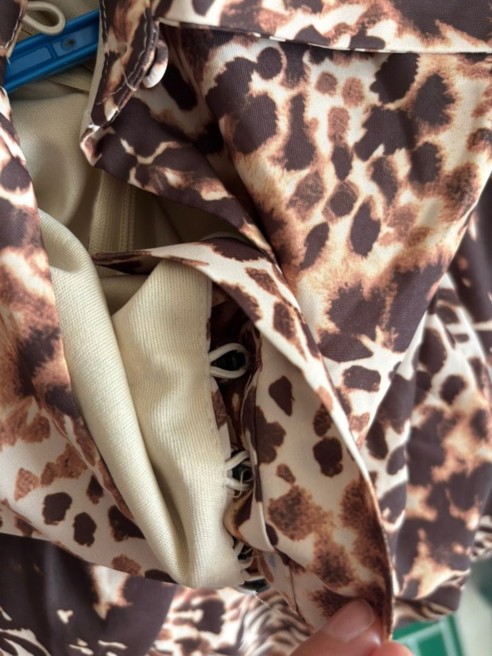 leopar Desenli Uzun Kollu Kadın elbise - Görsel 3