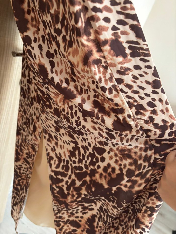 leopar Desenli Uzun Kollu Kadın elbise - Görsel 2