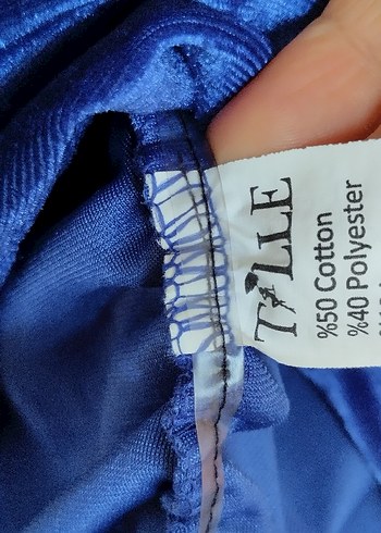 s Beden mavi Renk Parlak Mavi V Yakalı Drapeli Midi Elbise