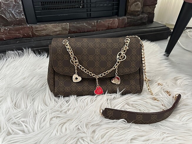 Vakko acı kahve monogram çanta
