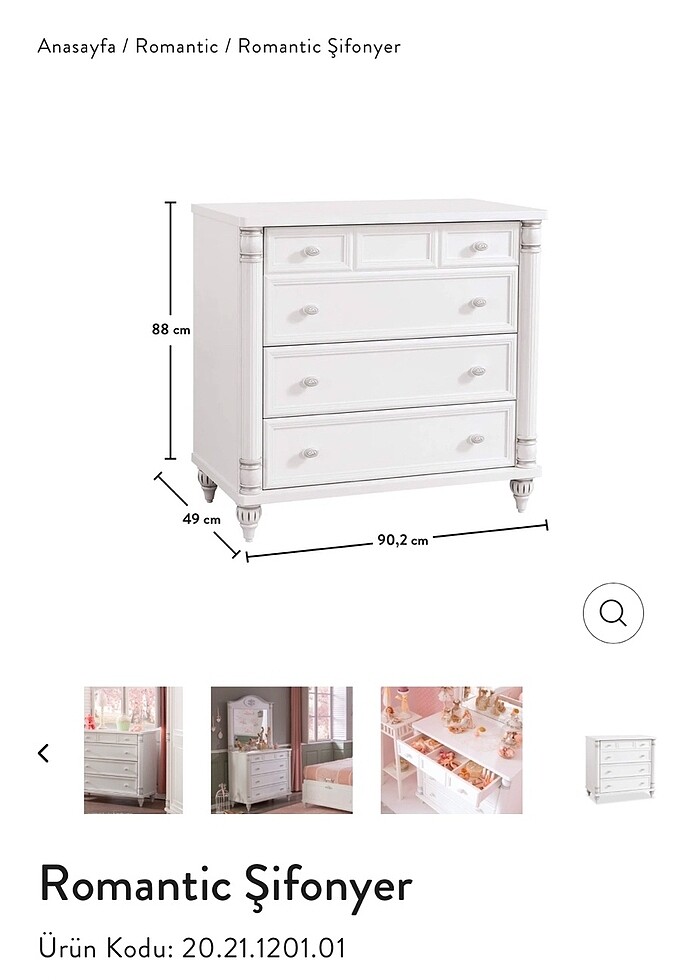 Çilek Mobilya Romantic Şifonyer - Görsel 4