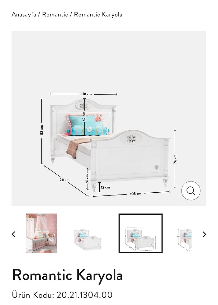 Çilek Mobilya Romantic 120x200 Karyola - Görsel 3