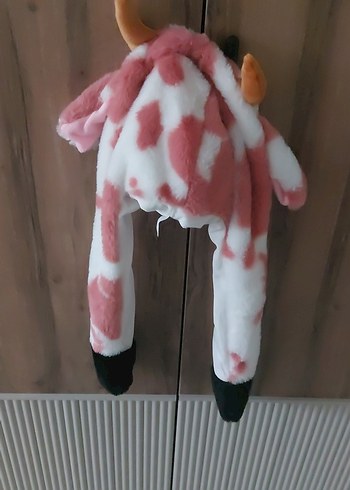 Pembe Pastel Peluş İnek çapka - Görsel 2