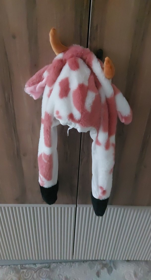 Pembe Pastel Peluş İnek çapka - Görsel 2