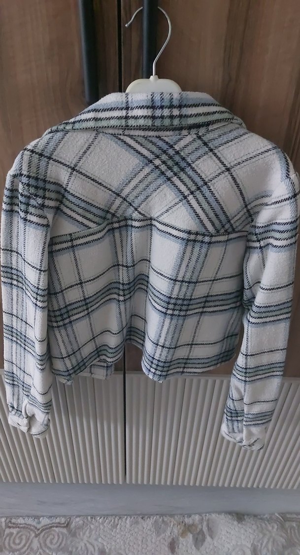 Gri Ekoseli Kadın Mini Gömlek - Görsel 4