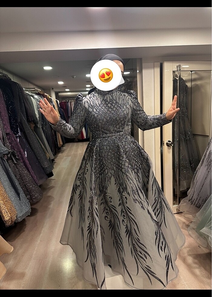 Gri nişanlık abiye - Görsel 2