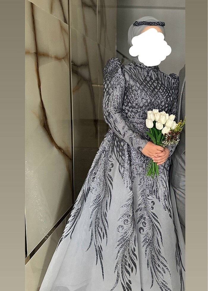 Gri nişanlık abiye - Görsel 3