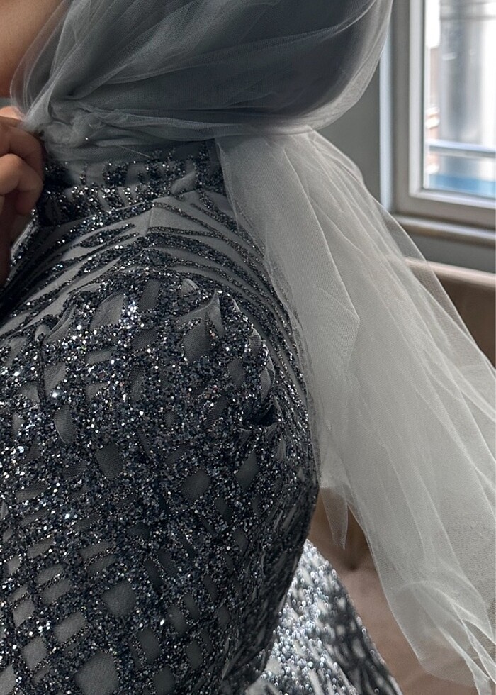 Gri nişanlık abiye - Görsel 4