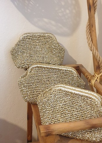 Beden gold altın portföy örgü çanta