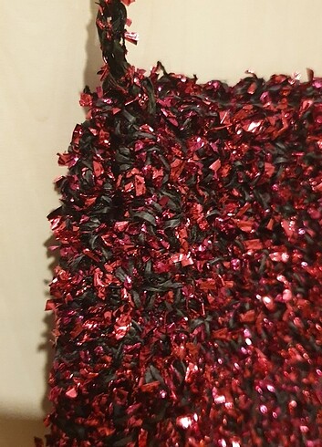 Mango Metalik örgü çanta fuşya pembe 