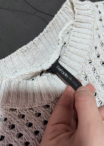 Beyaz Örgü Kadın Kazak - Görsel 3