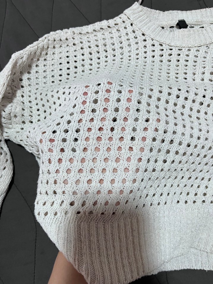 Beyaz Örgü Kadın Kazak - Görsel 2