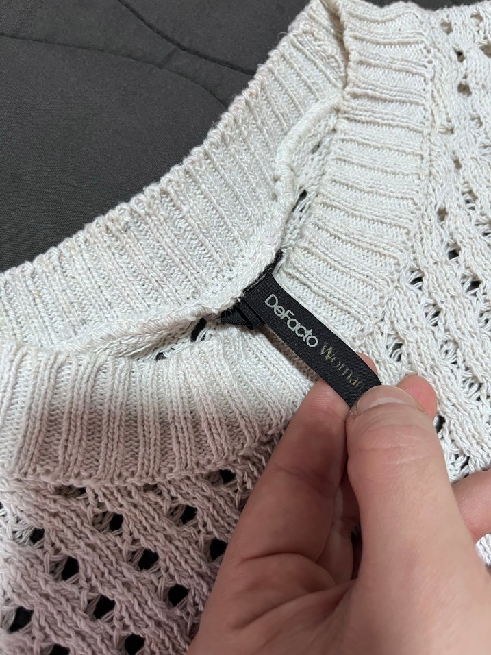 Beyaz Örgü Kadın Kazak - Görsel 3