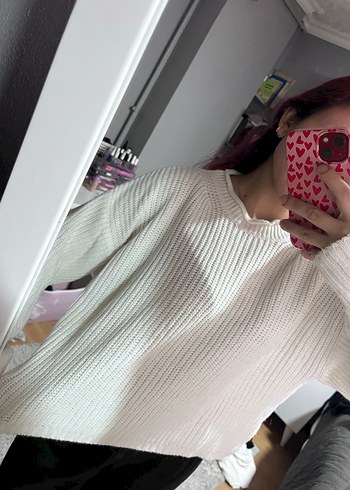 Kadın Beyaz Yumuşak Triko Yüksek Yakalı Kazak - Görsel 2