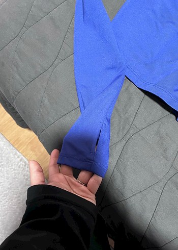 Kadın Mavi Yarım Fermuarlı Spor Üst - Görsel 2