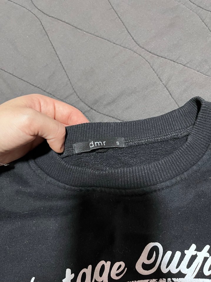 Siyah Baskılı Salaş Kadın Sweatshirt - Görsel 3