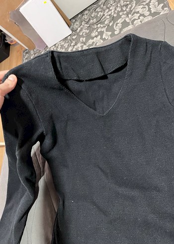 V Yaka Uzun Kollu Kadın Triko Elbise - Görsel 2