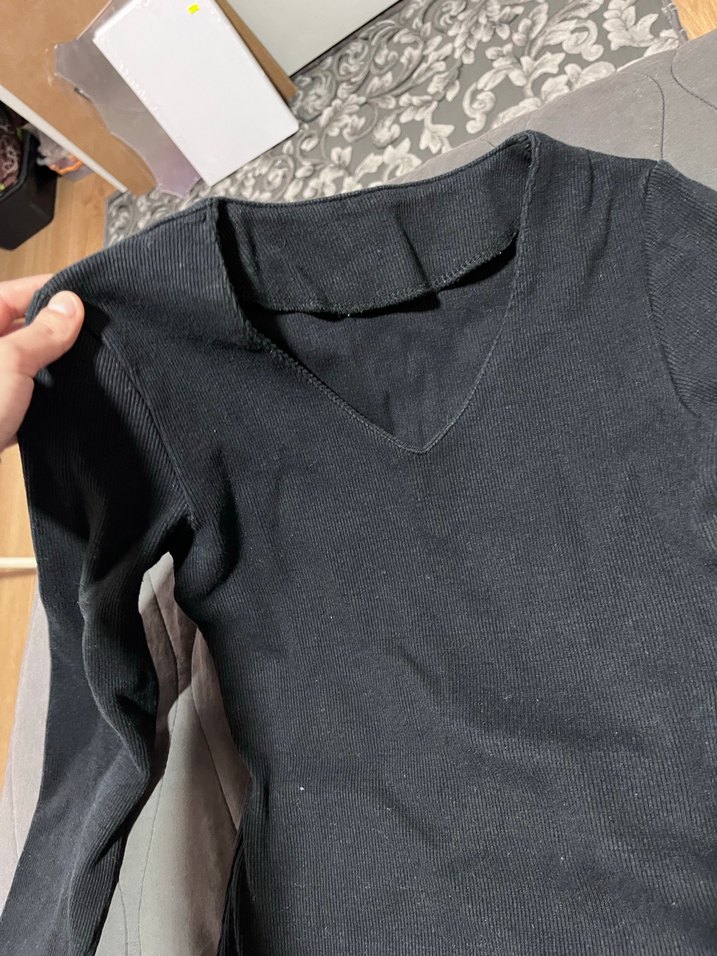 V Yaka Uzun Kollu Kadın Triko Elbise - Görsel 2