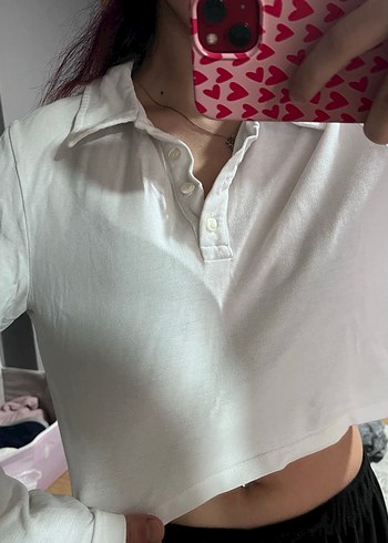 Beyaz Kadın Pamuklu Uzun Kollu Gömlek görünümlü üst - Görsel 2