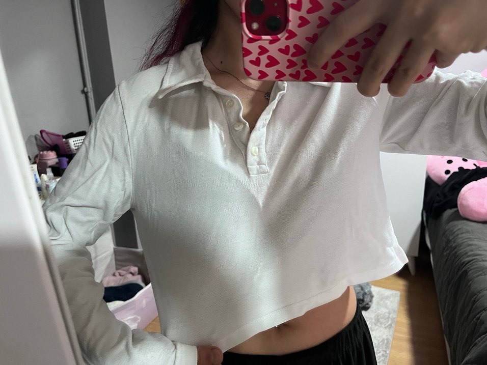 Beyaz Kadın Pamuklu Uzun Kollu Gömlek görünümlü üst - Görsel 2