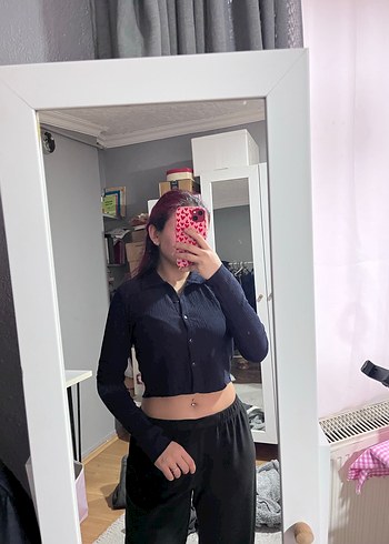 Düğmeli Siyah Kadın Bluz - Görsel 2