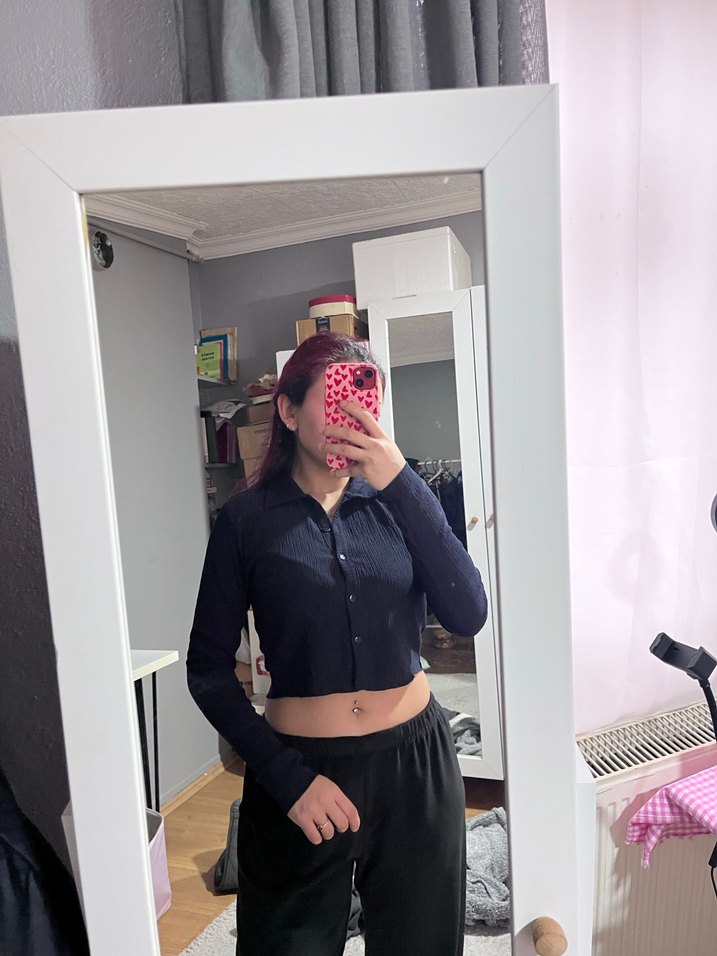 Düğmeli Siyah Kadın Bluz - Görsel 2