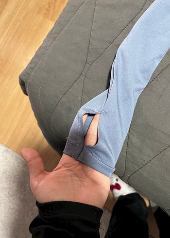 Gri Kadın Uzun Kollu V Yaka spor bluz - Görsel 4